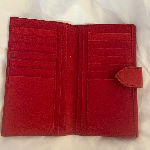 Smythson Leather Wallet - or Clutch - Red with Gold Accents - Picture 3 of 5